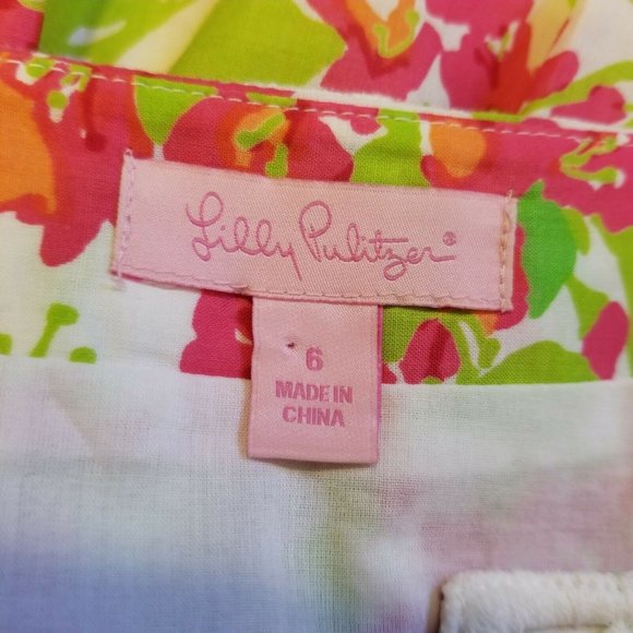 Lilly Pulitzer FALLING FOR YOU Dress‎ 6 Pink Green Floral V Neck Shift Spring - Picture 7 of 8